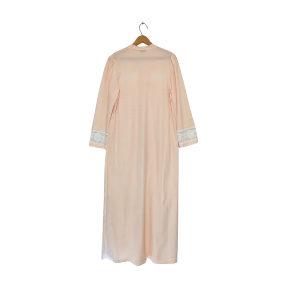 Vintage Nos M GILEAD Soft PINK Brushed Long Nightgown Lace S